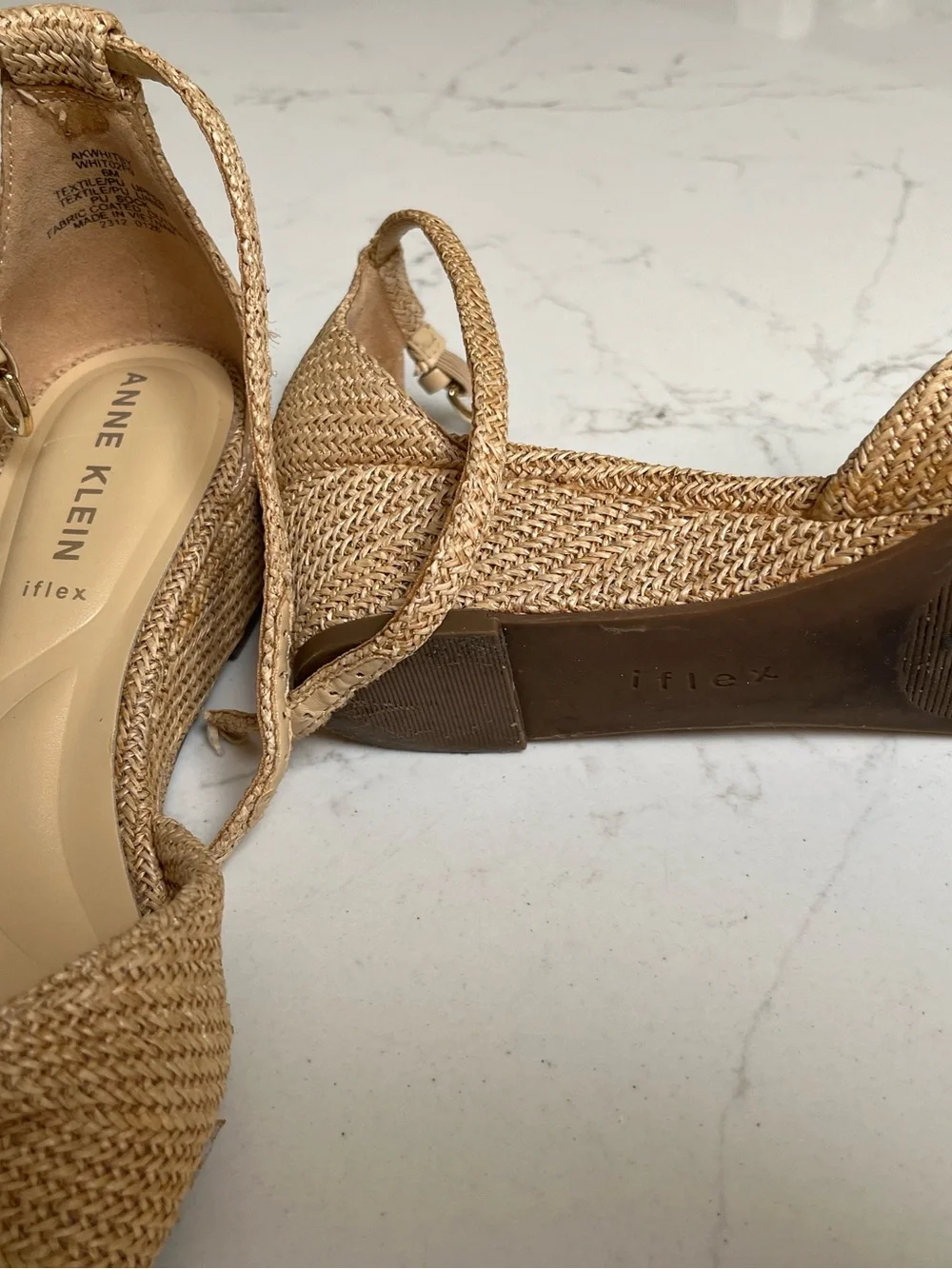 Raffia Anne Klein Tan Woven Slingback Sandal